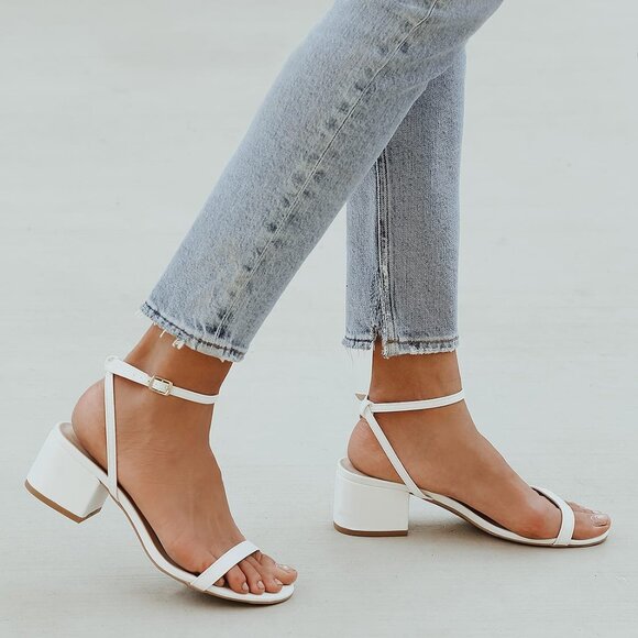 Julie White Ankle Strap Heels - Lulu's Size 10 - Picture 1 of 5